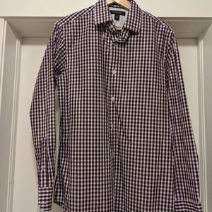 Purple and white checked casual button down BR